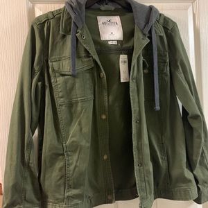 NWT Hollister Army Green Hooded Jacket Sz Medium